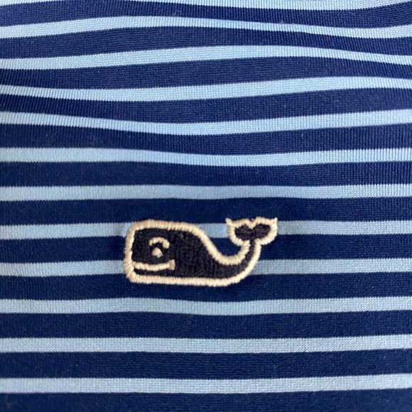 Vineyard Vines Performance Blue and White Striped Polo Men’s Large - Picture 4 of 4